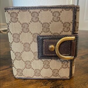 Gucci Tan and Brown Wallet with Gold Accent